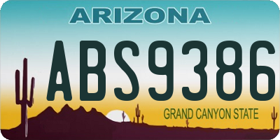 AZ license plate ABS9386