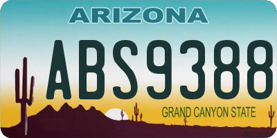 AZ license plate ABS9388