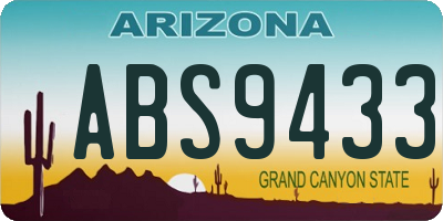 AZ license plate ABS9433