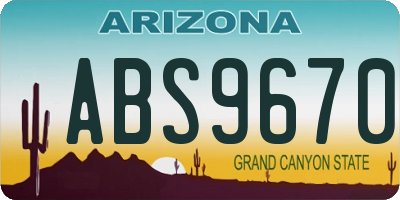 AZ license plate ABS9670
