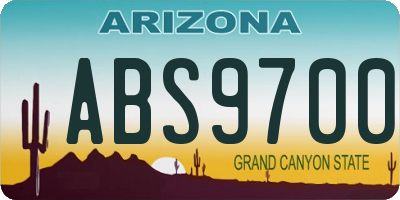 AZ license plate ABS9700