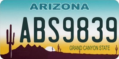AZ license plate ABS9839