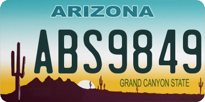 AZ license plate ABS9849