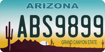 AZ license plate ABS9899