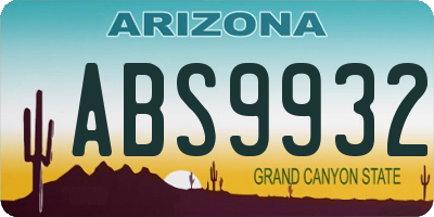 AZ license plate ABS9932