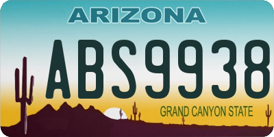AZ license plate ABS9938