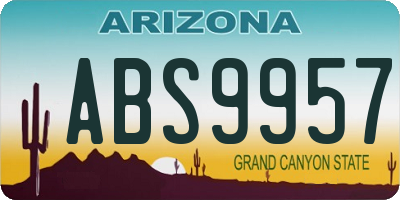 AZ license plate ABS9957