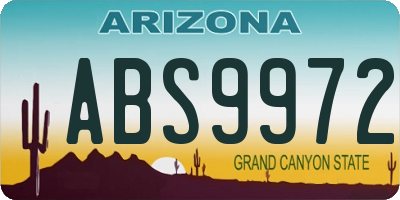 AZ license plate ABS9972