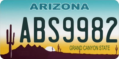 AZ license plate ABS9982