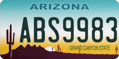 AZ license plate ABS9983