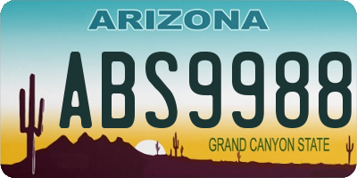 AZ license plate ABS9988