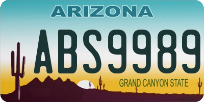 AZ license plate ABS9989