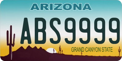 AZ license plate ABS9999
