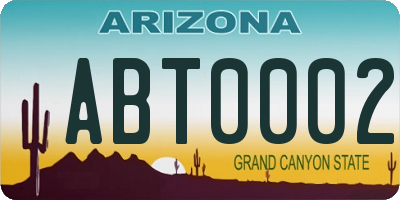 AZ license plate ABT0002