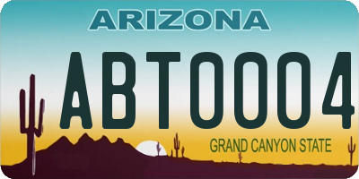 AZ license plate ABT0004