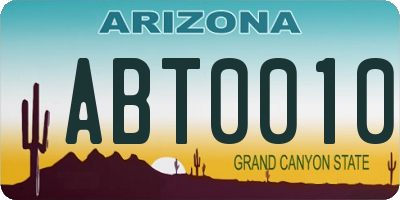 AZ license plate ABT0010