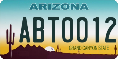 AZ license plate ABT0012
