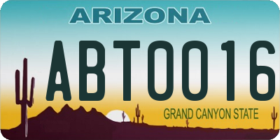 AZ license plate ABT0016