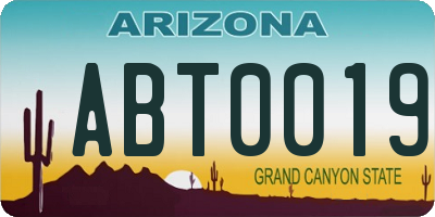 AZ license plate ABT0019