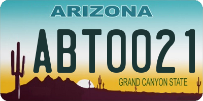 AZ license plate ABT0021