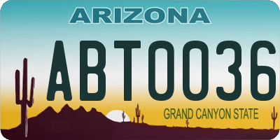 AZ license plate ABT0036
