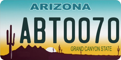 AZ license plate ABT0070