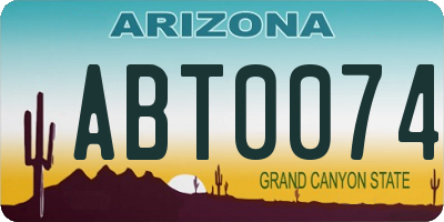 AZ license plate ABT0074