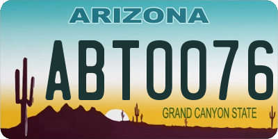 AZ license plate ABT0076