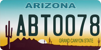 AZ license plate ABT0078