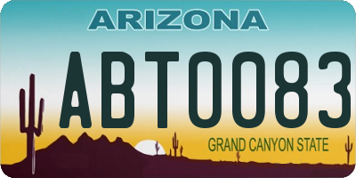 AZ license plate ABT0083