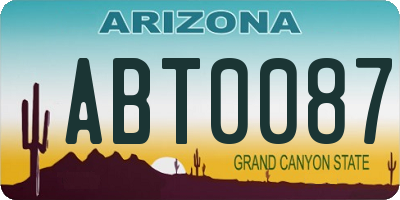 AZ license plate ABT0087