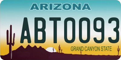 AZ license plate ABT0093
