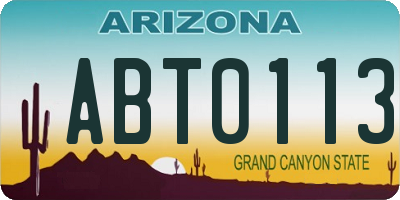 AZ license plate ABT0113