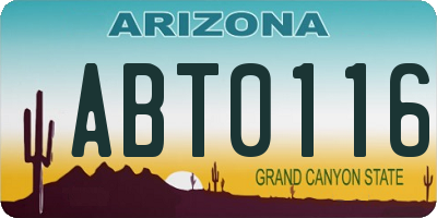 AZ license plate ABT0116