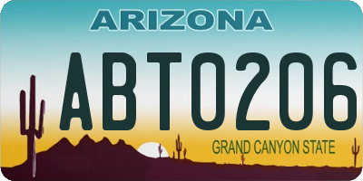 AZ license plate ABT0206