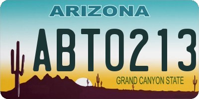 AZ license plate ABT0213
