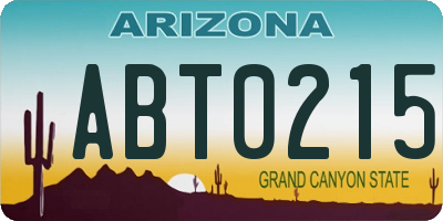 AZ license plate ABT0215