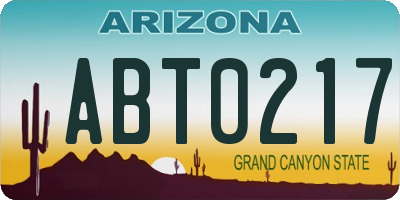 AZ license plate ABT0217