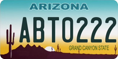 AZ license plate ABT0222