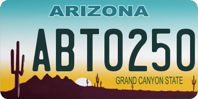 AZ license plate ABT0250