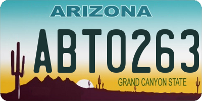 AZ license plate ABT0263