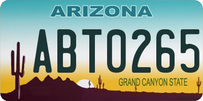 AZ license plate ABT0265