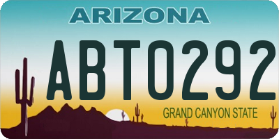 AZ license plate ABT0292