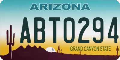 AZ license plate ABT0294