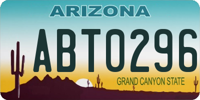 AZ license plate ABT0296