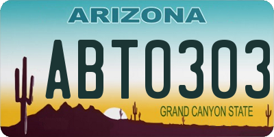 AZ license plate ABT0303