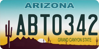AZ license plate ABT0342