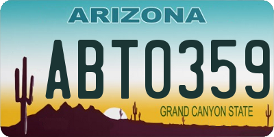 AZ license plate ABT0359