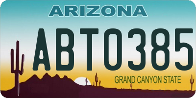 AZ license plate ABT0385