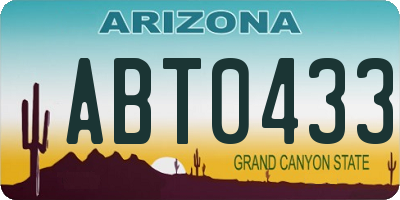AZ license plate ABT0433